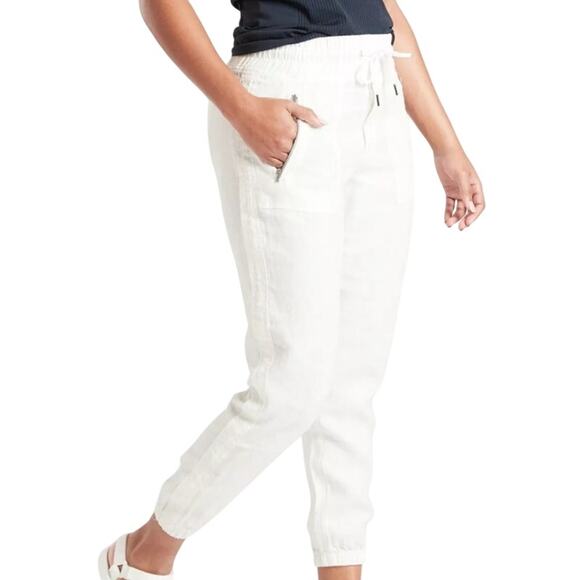Athleta Women's Cabo Linen Joggers White LIghtweight Athleisure Summer Style - Picture 1 of 11